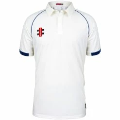 GRAY-NICOLLS Gray Nicolls Matrix V2 S/S Cricket Shirt 9 GRAY-NICOLLS Gray Nicolls Matrix V2 S/S Cricket Shirt -Gunn & Moore Shop CCAF22ClothingShirtMatrixV2IvoryNavyShortSleeveFront