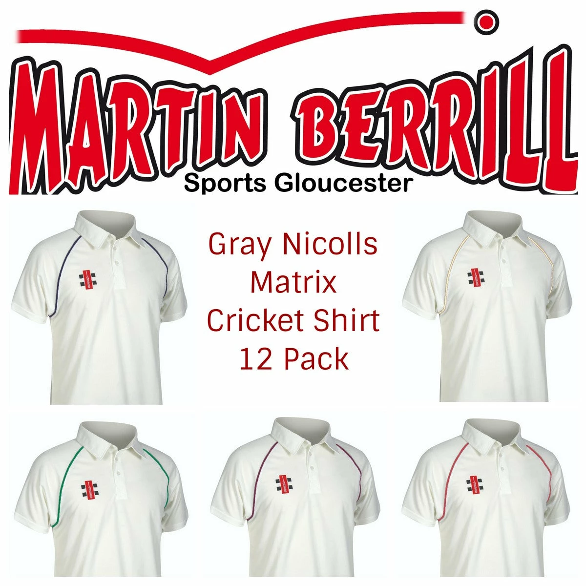 GRAY-NICOLLS Gray Nicolls Matrix Cricket Shirt 12 Pack With Logo 1 GRAY-NICOLLS Gray Nicolls Matrix Cricket Shirt 12 Pack With Logo